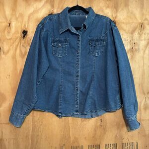 Vintage 90s VF Jeanswear Riders Long Sleeve Button Up Blue Denim Shirt Sz XL